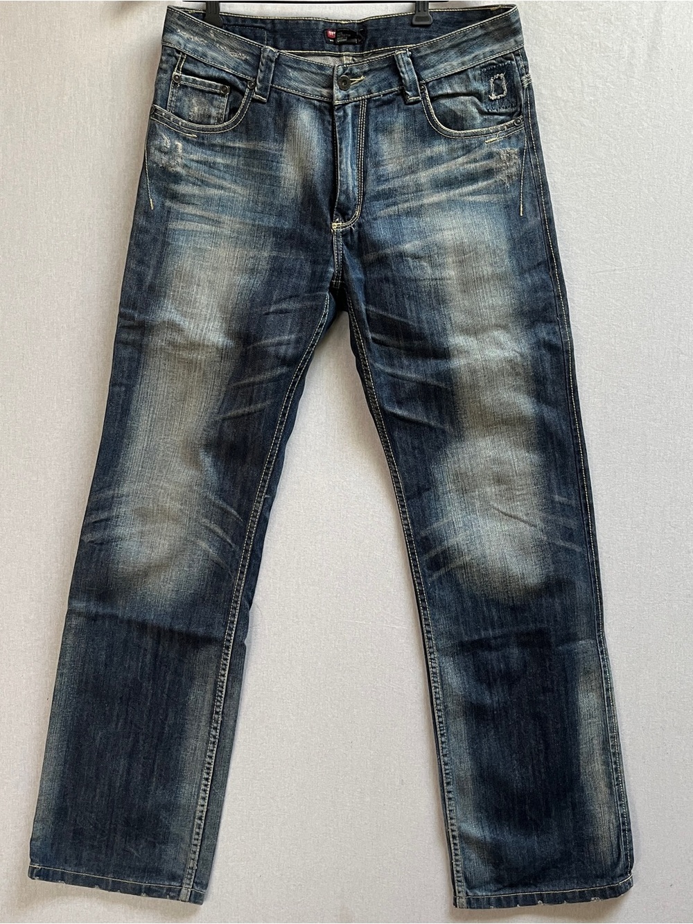 Vintage Diesel Size 34 Mens Dark Blue Distressed Straight Leg Denim Jeans